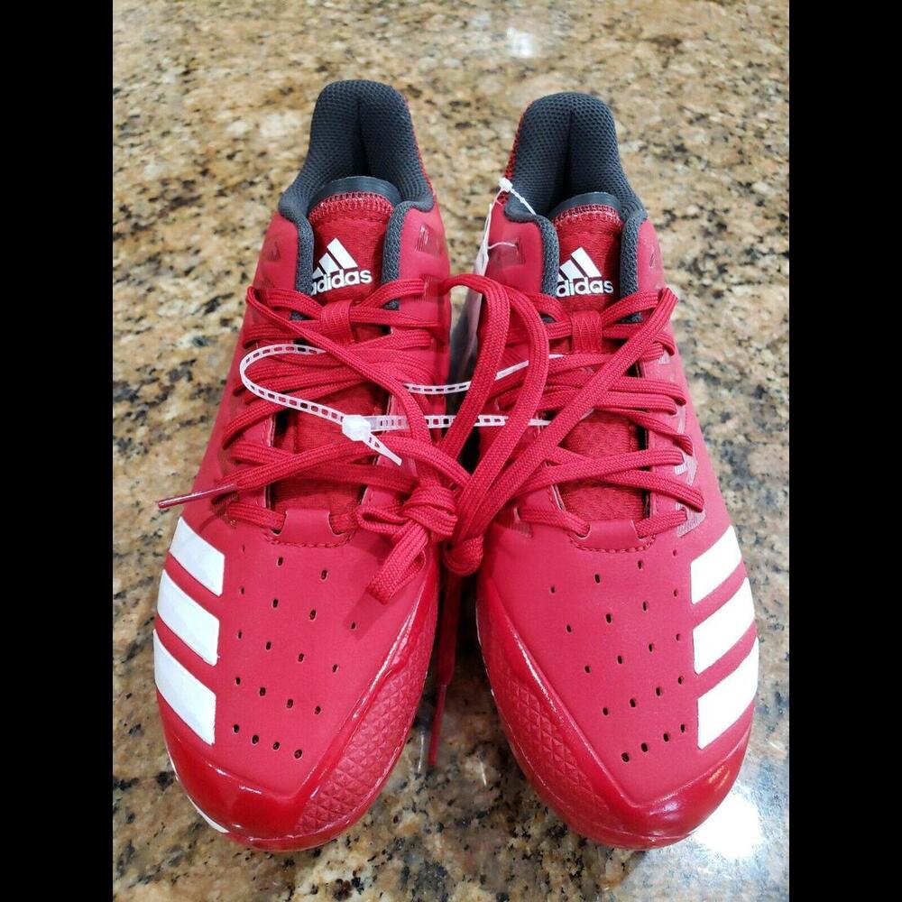 Adidas Mens Icon Bounce Mid Cleats Baseball Shoes Red Lace Up CG5242 6.5 New